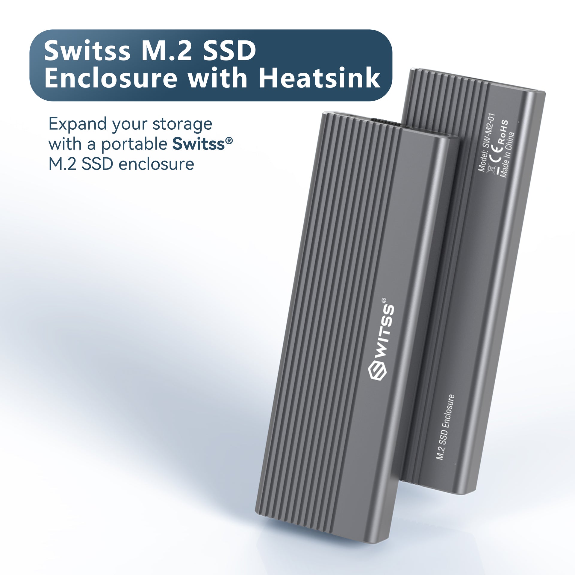 Switss® M.2 SSD enclosure with heatsink